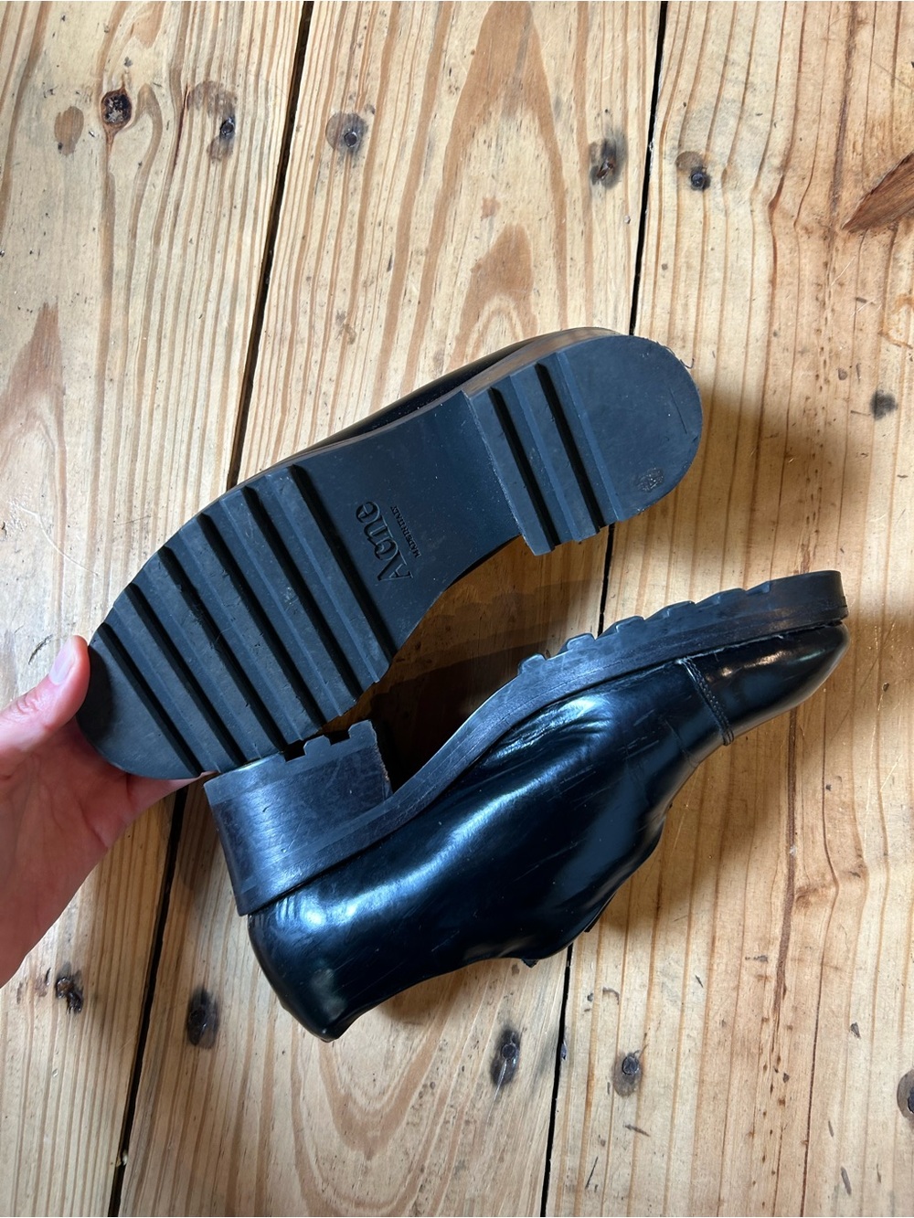 Acne Black Leather Slip-On Loafers - Picture 3 of 4
